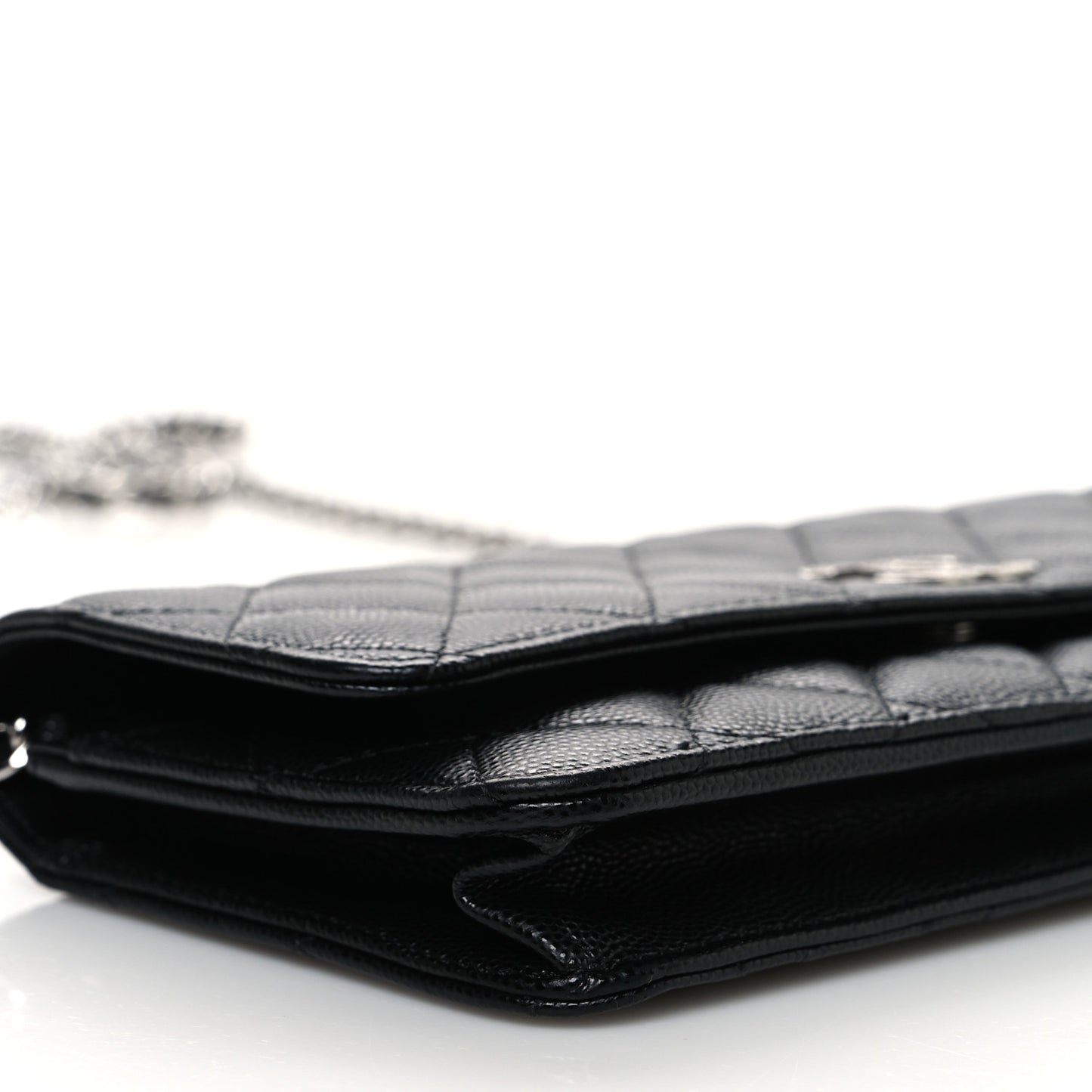 Caviar Quilted Coco Chanel Logo Clutch With Chain Flap Black