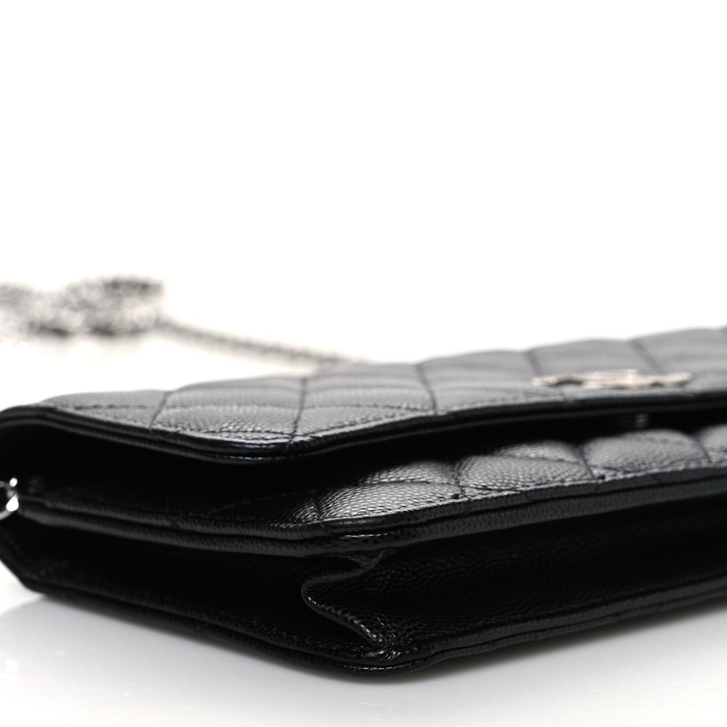 Chanel Caviar Quilted Coco Chanel Logo Clutch With Chain Flap Black 10 of 11