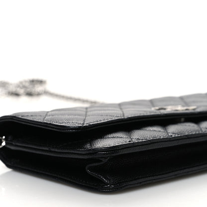 Chanel Caviar Quilted Coco Chanel Logo Clutch With Chain Flap Black 10 of 11