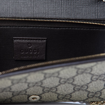 Gucci GG Plus Monogram GG Pierce Chain Clutch Wallet Beige Ebony Black 8 of 10
