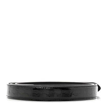 Saint Laurent Patent Calfskin Snakeskin Embossed 20mm Cintura Belt 95 38 Black 2 of 5