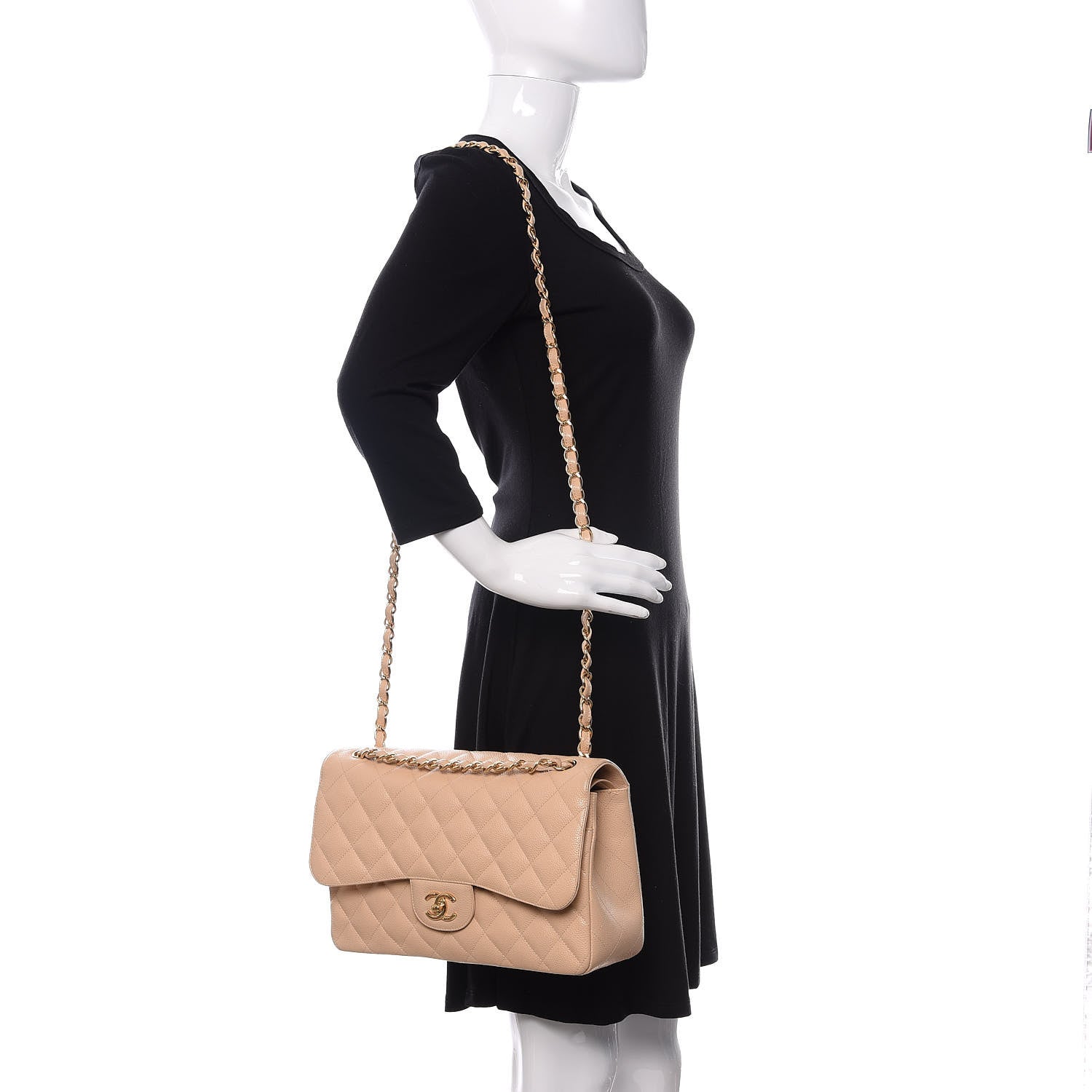 Chanel Caviar Quilted Jumbo Double Flap Beige Clair 2 of 15