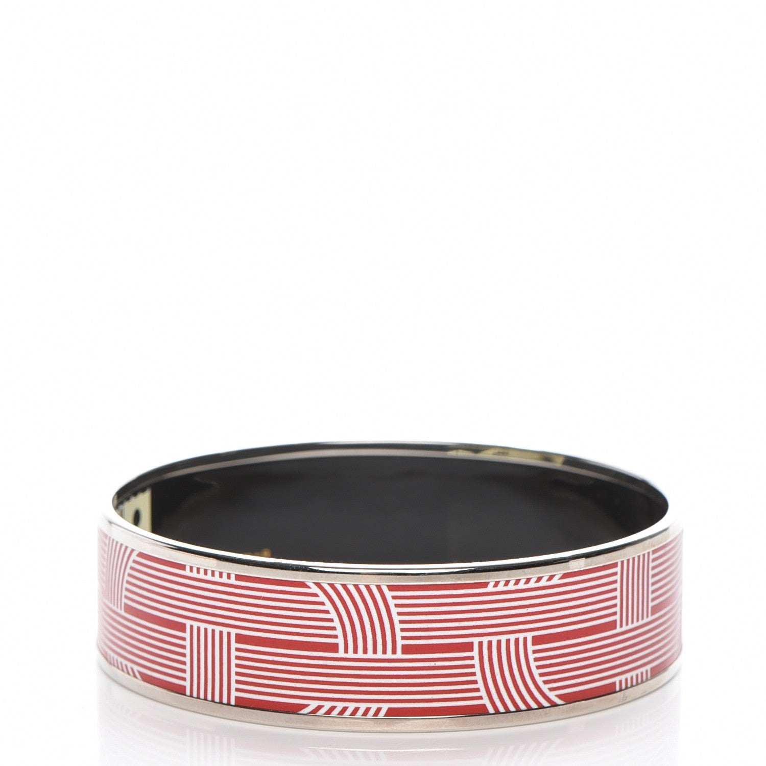 Hermes Enamel Printed Wide Circuit 24 Faubourg Bracelet 65 Rouge White 3 of 6