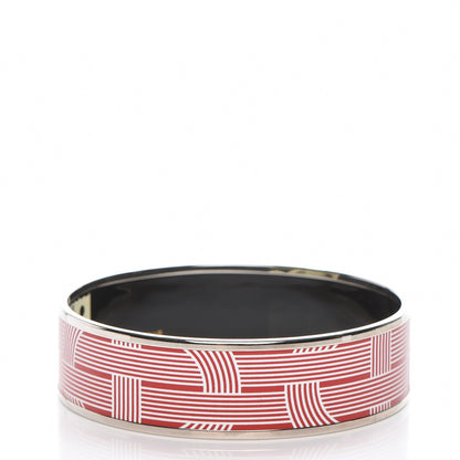 Hermes Enamel Printed Wide Circuit 24 Faubourg Bracelet 65 Rouge White 3 of 6