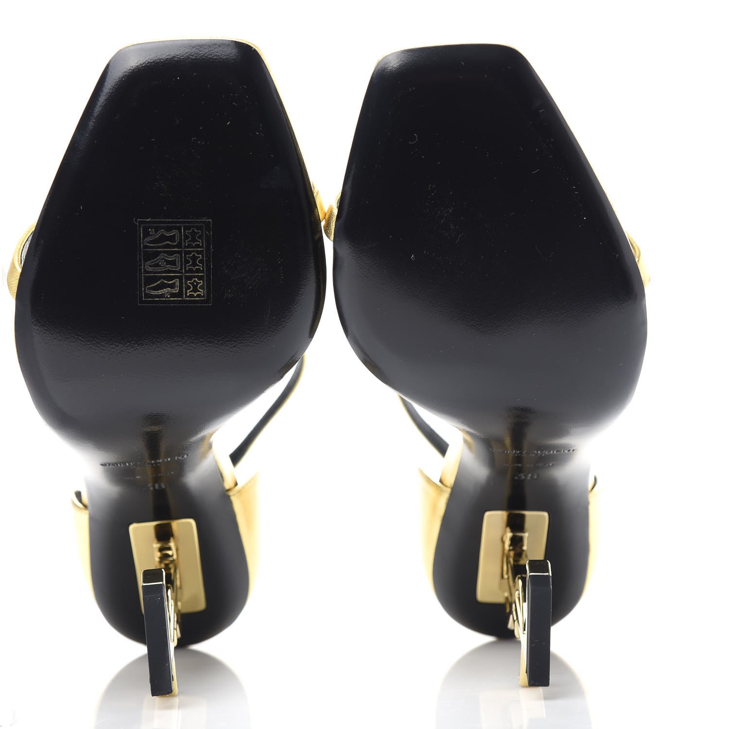 Saint Laurent Calfskin Opyum Sandals 38 Oro 6 of 9