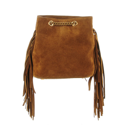 Saint Laurent Suede Calfskin Fringe Baby Emmanuelle Bucket Light Ochre 1 of 7