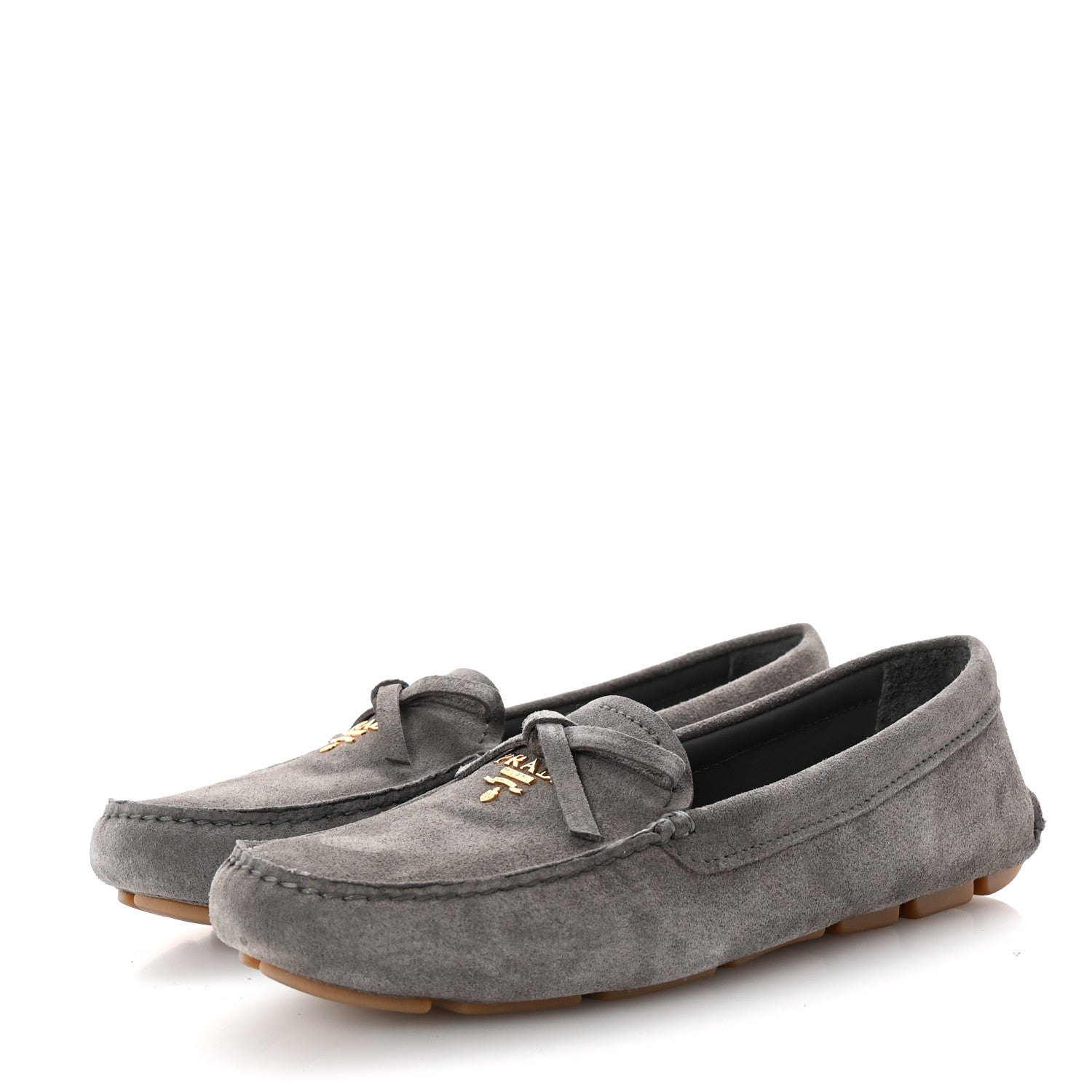 Prada Scamosciato Suede Bow Loafer 36 Ghiaia 4 of 10