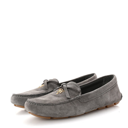 Prada Scamosciato Suede Bow Loafer 36 Ghiaia 4 of 10