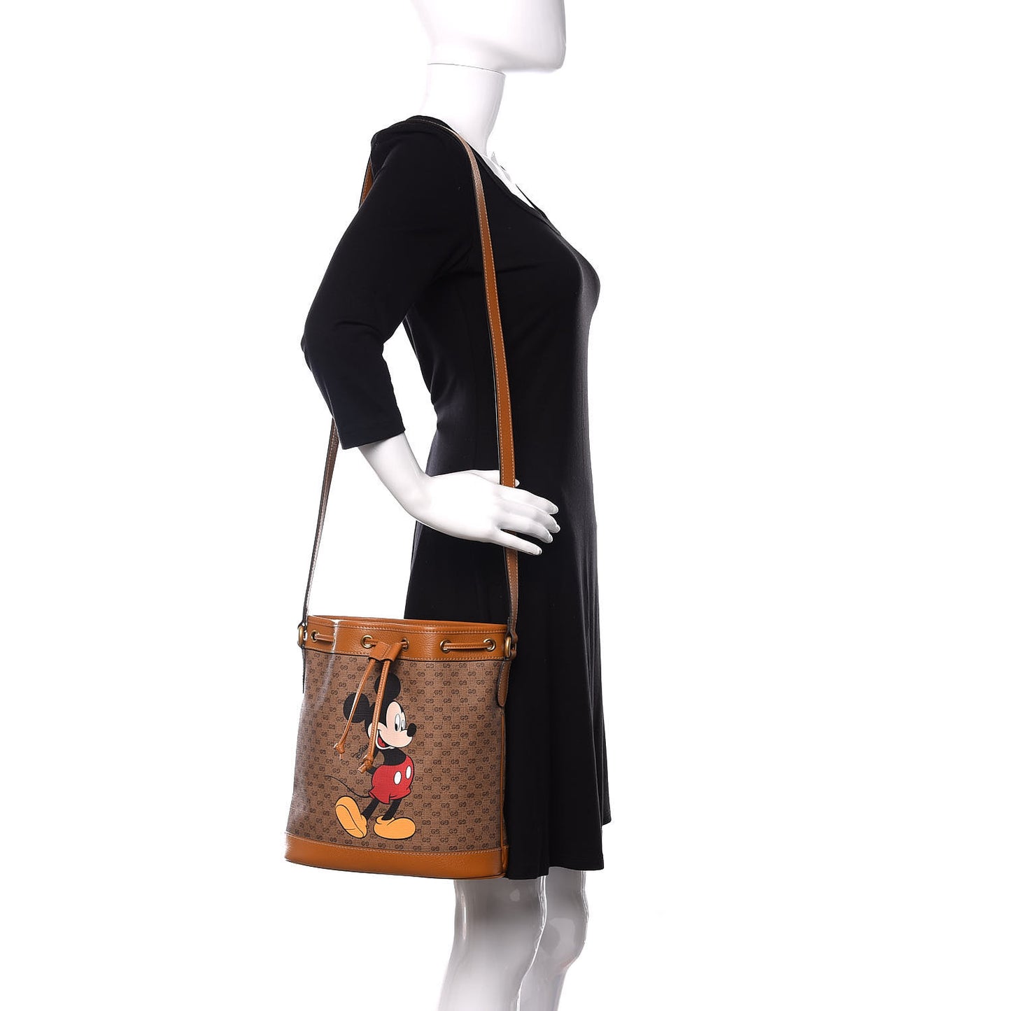 X DISNEY Mini Vintage GG Supreme Monogram Bucket Bag Beige Vintage Sun Oil