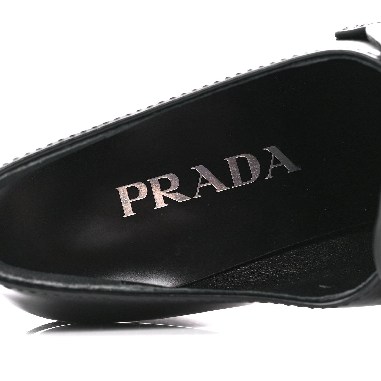 Prada Spazzolato Metal Triangle Logo 85mm Loafers 39 Black 7 of 7
