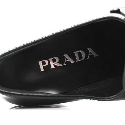 Prada Spazzolato Metal Triangle Logo 85mm Loafers 39 Black 7 of 7