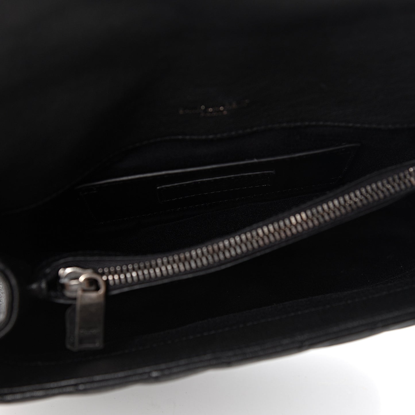 Sheepskin Matelasse Chevron Monogram Medium College Bag Black