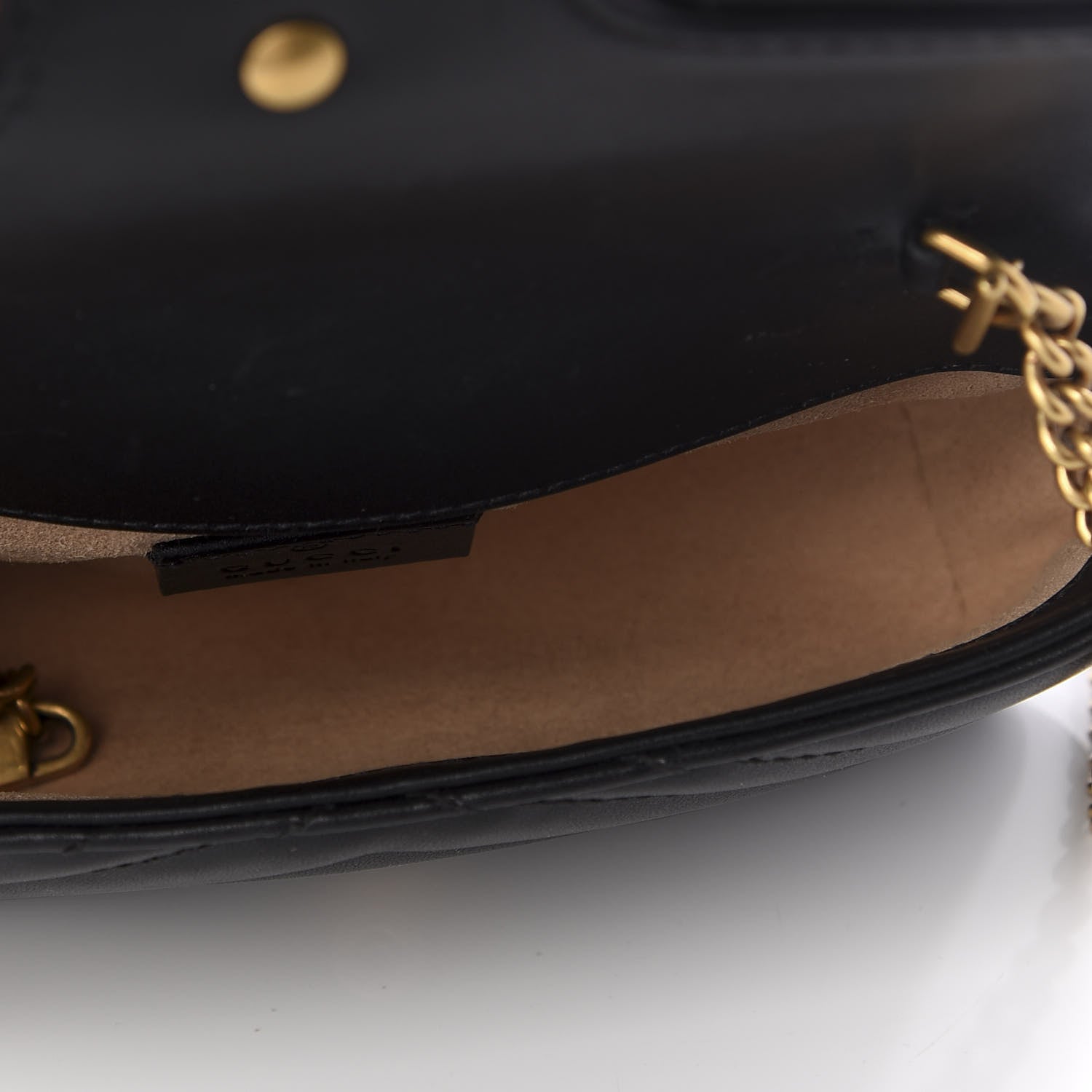 Gucci Calfskin Matelasse Super Mini GG Marmont Shoulder Bag Black 4 of 13
