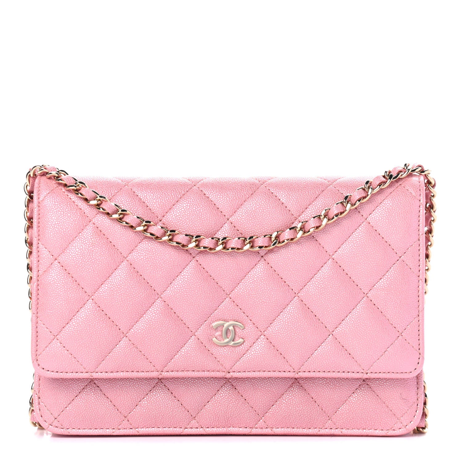 Chanel Iridescent Caviar Quilted Wallet on Chain WOC Rose Pink 1 of 4
