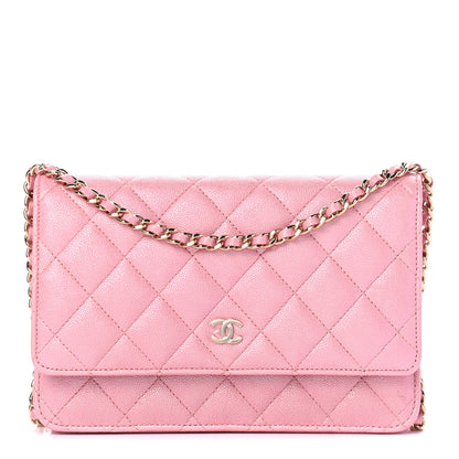 Chanel Iridescent Caviar Quilted Wallet on Chain WOC Rose Pink 1 of 4