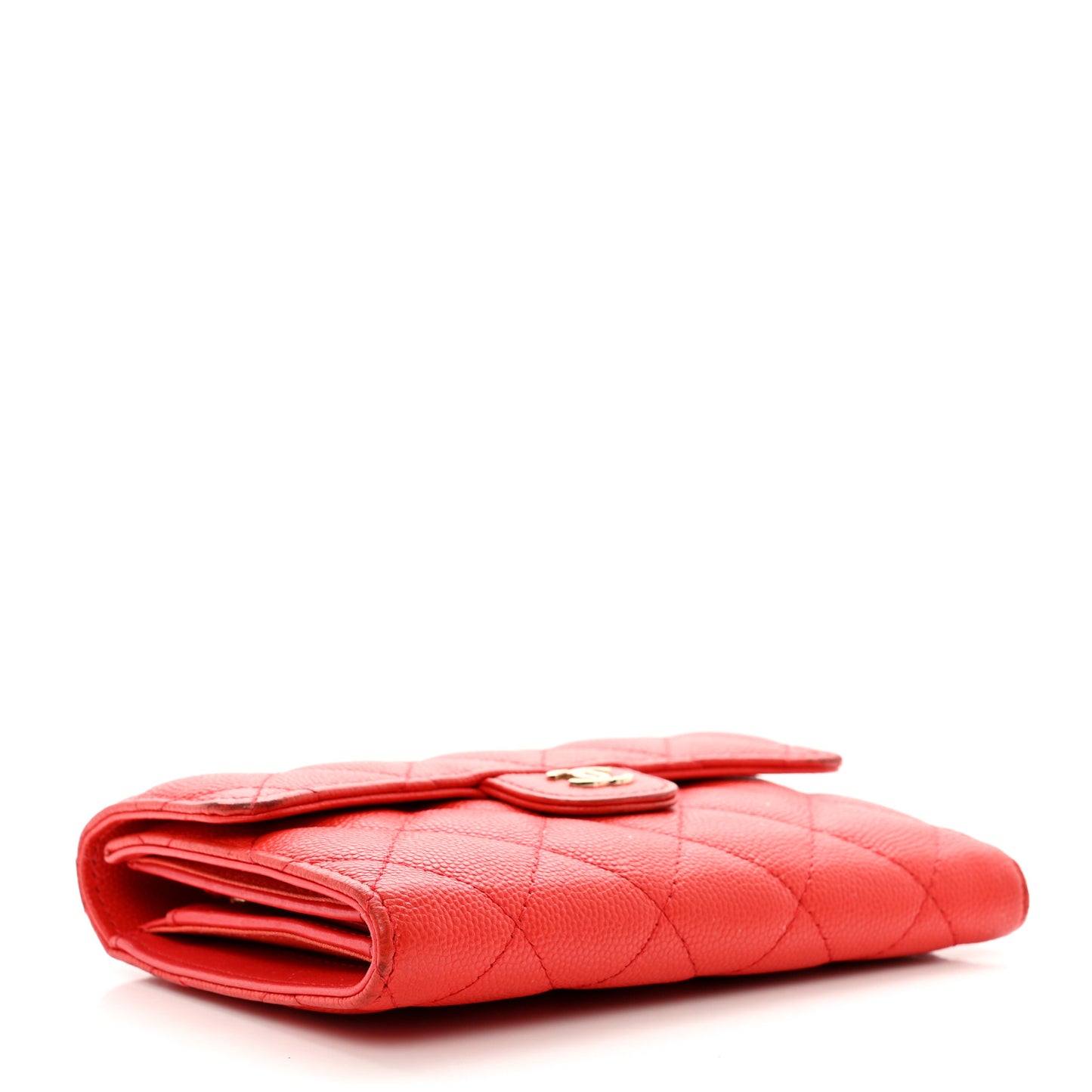 Caviar Quilted Medium Flap Wallet Red