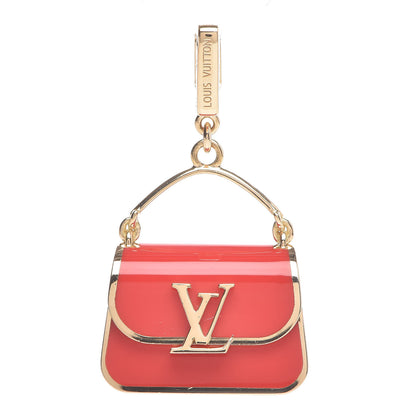 Louis Vuitton 18K Yellow Gold Enamel LV Bag Charm Red 1 of 4
