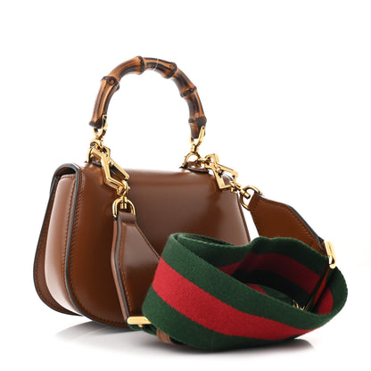 Gucci Boarded Dyana Lux Calfskin Web Mini Bamboo 1947 Top Handle Bag Brown 3 of 10