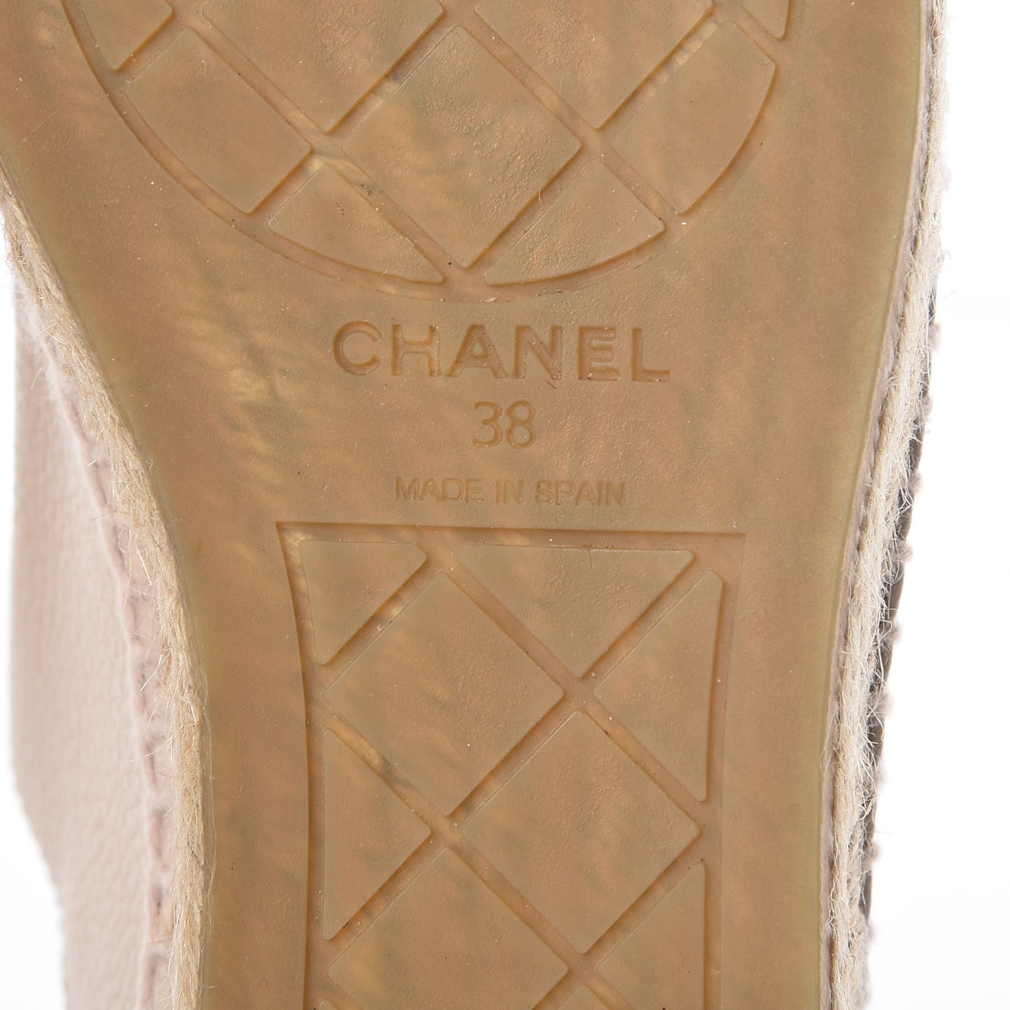 Grained Calfskin CC Espadrilles 38 Beige Black