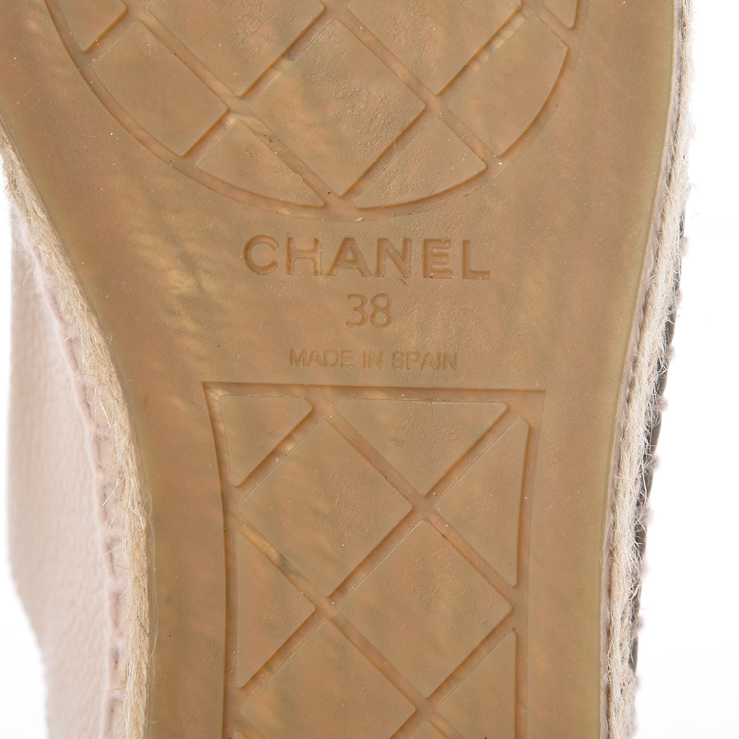 Chanel Grained Calfskin CC Espadrilles 38 Beige Black 6 of 10