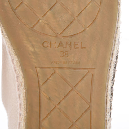 Chanel Grained Calfskin CC Espadrilles 38 Beige Black 6 of 10