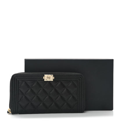 Chanel Caviar Quilted Boy Long Zip Around Wallet Black 9 of 9