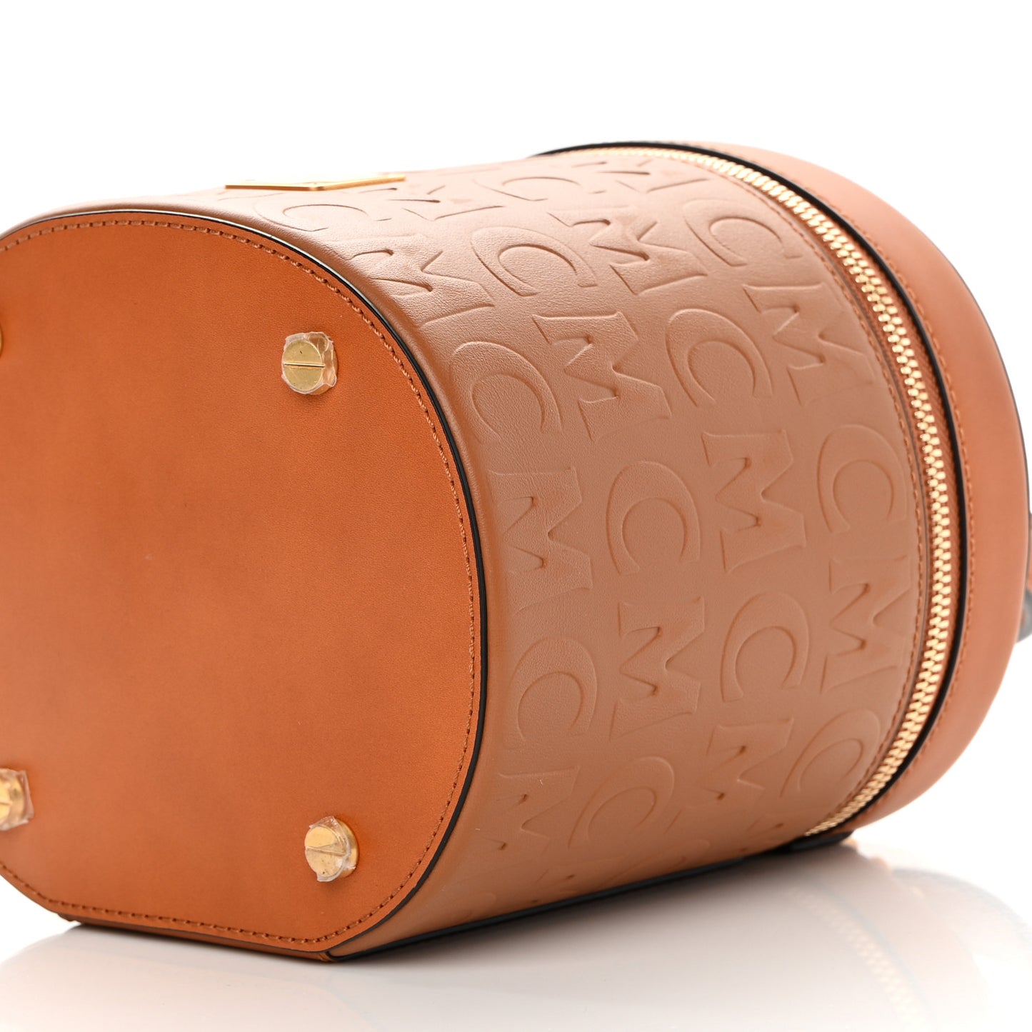Calfskin Embossed Monogram Cylinder Crossbody Bag Cognac