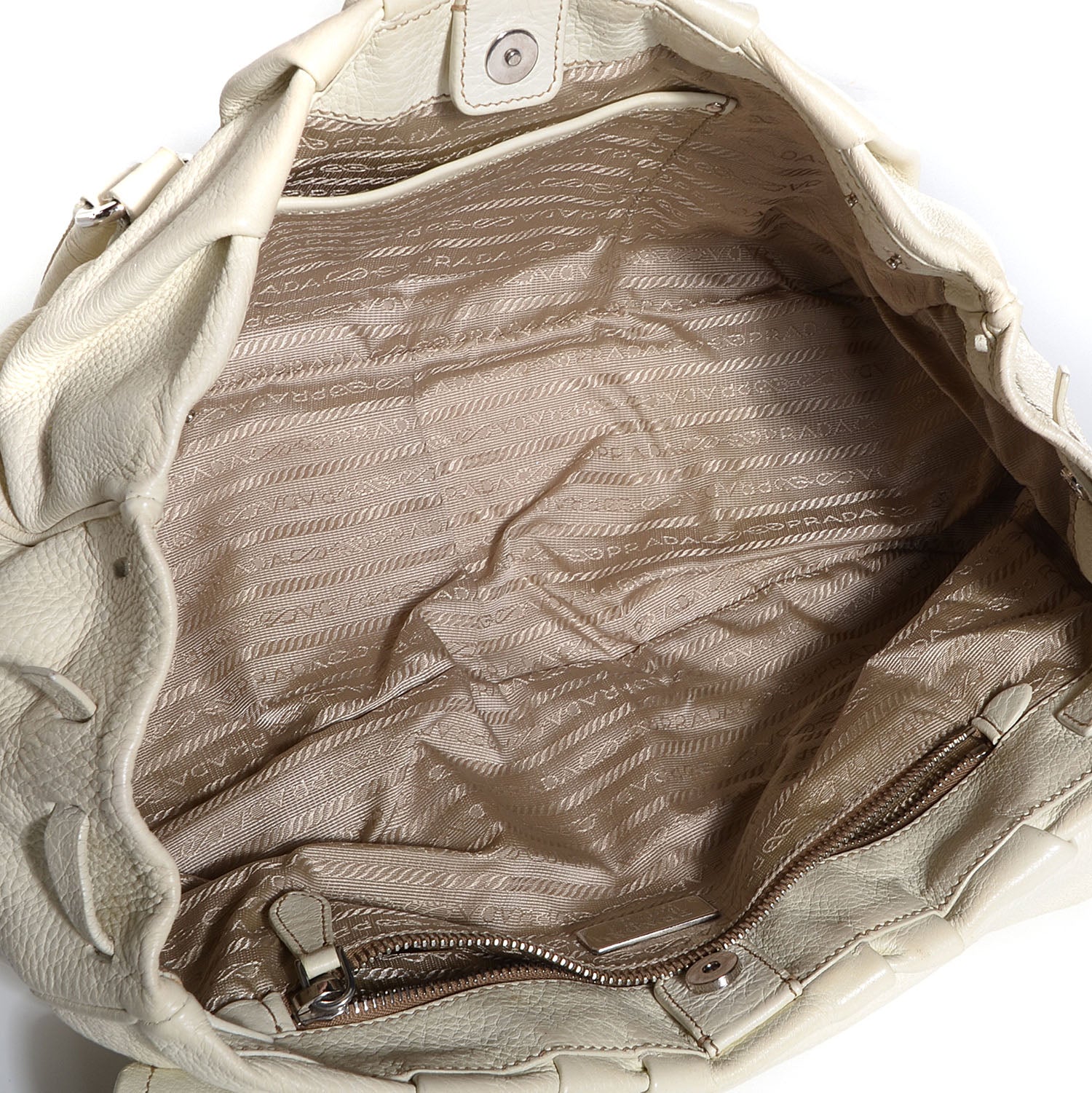 Prada Vitello Daino Foldover Pushlock Satchel Talco 6 of 11