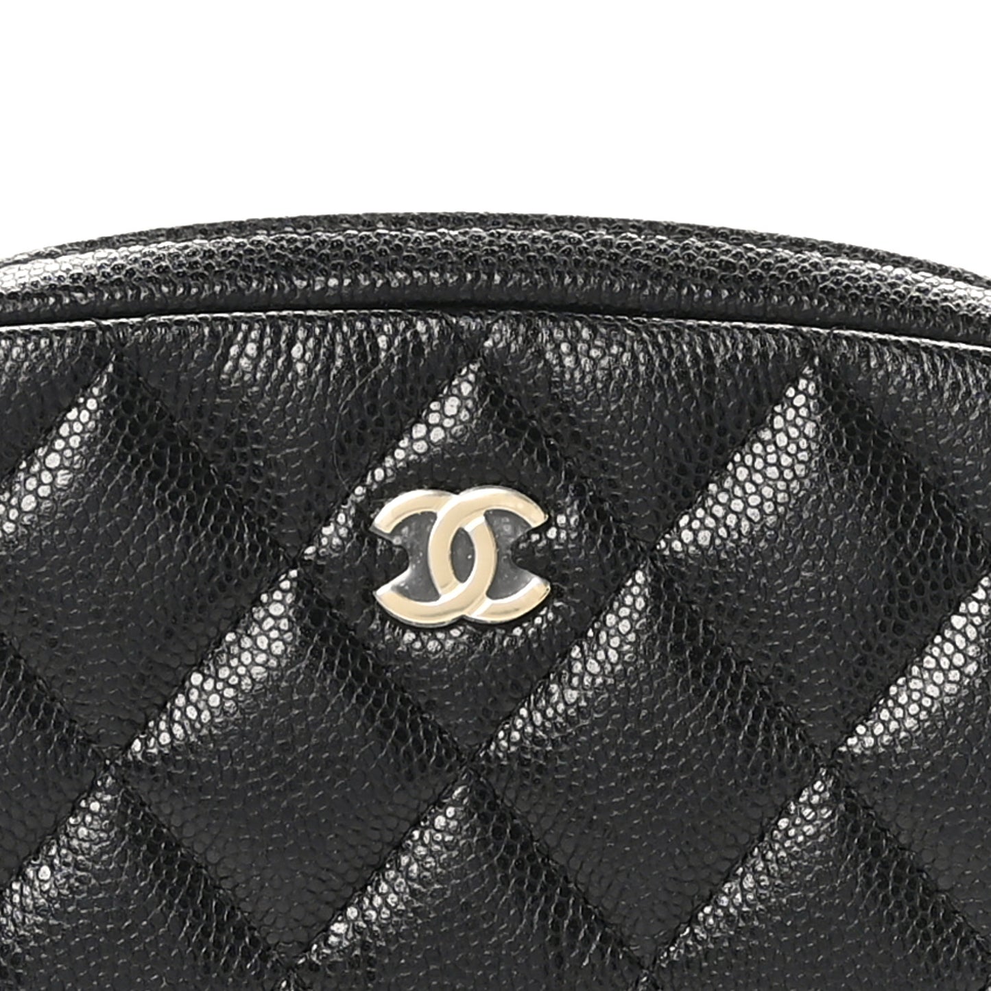 Caviar Quilted Small Curvy Pouch Cosmetic Case Black