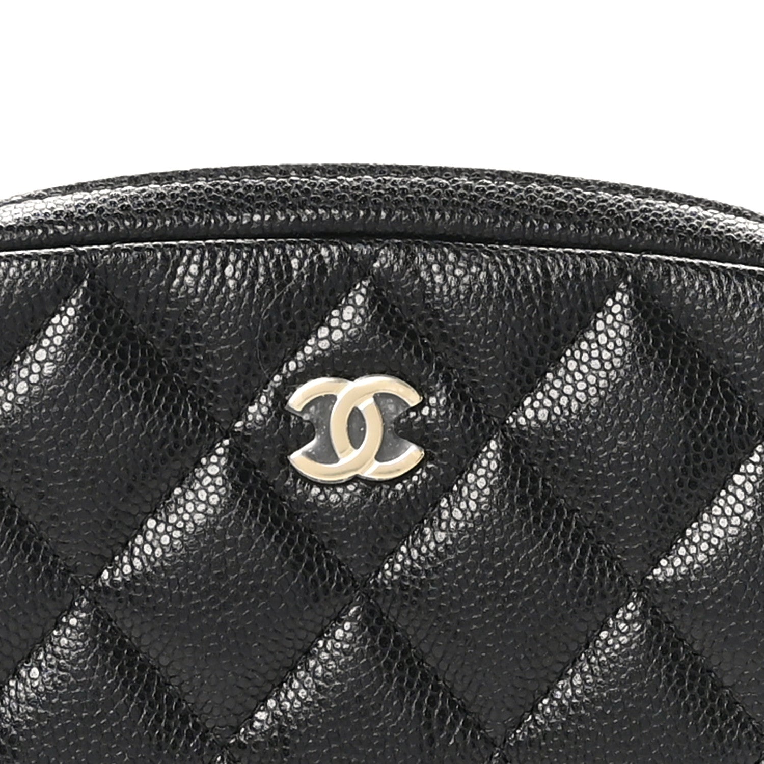 Chanel Caviar Quilted Small Curvy Pouch Cosmetic Case Black 8 of 10