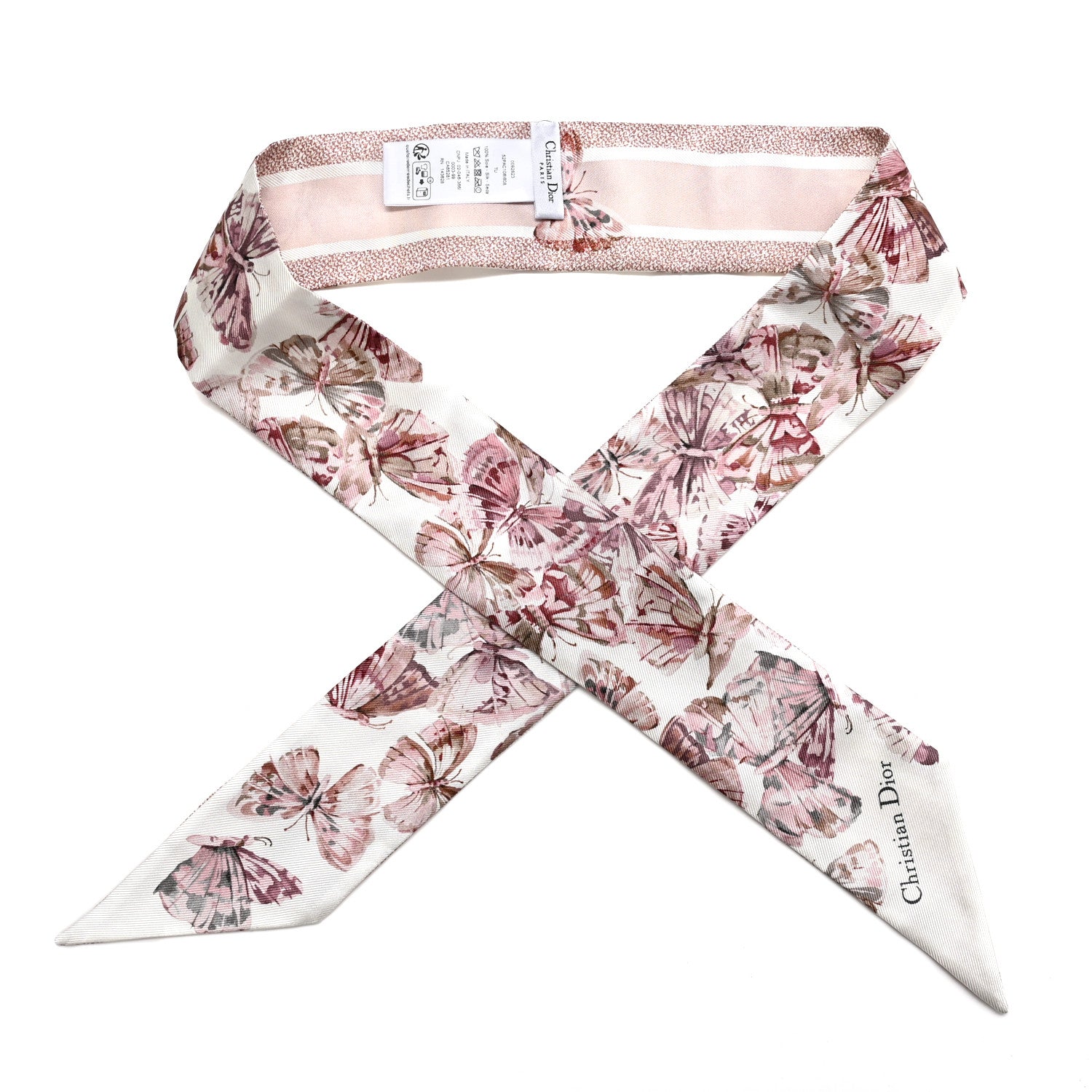Christian Dior Silk Camo Papillon Mitzah Scarf Pink 1 of 3
