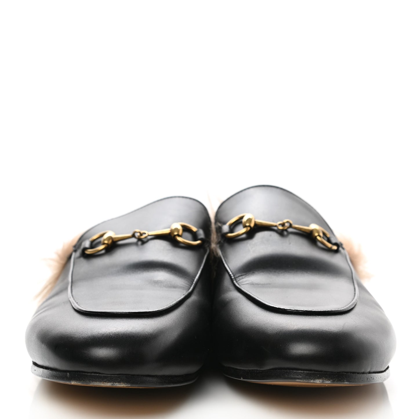 Calfskin Fur Womens Princetown Slippers 40 Black
