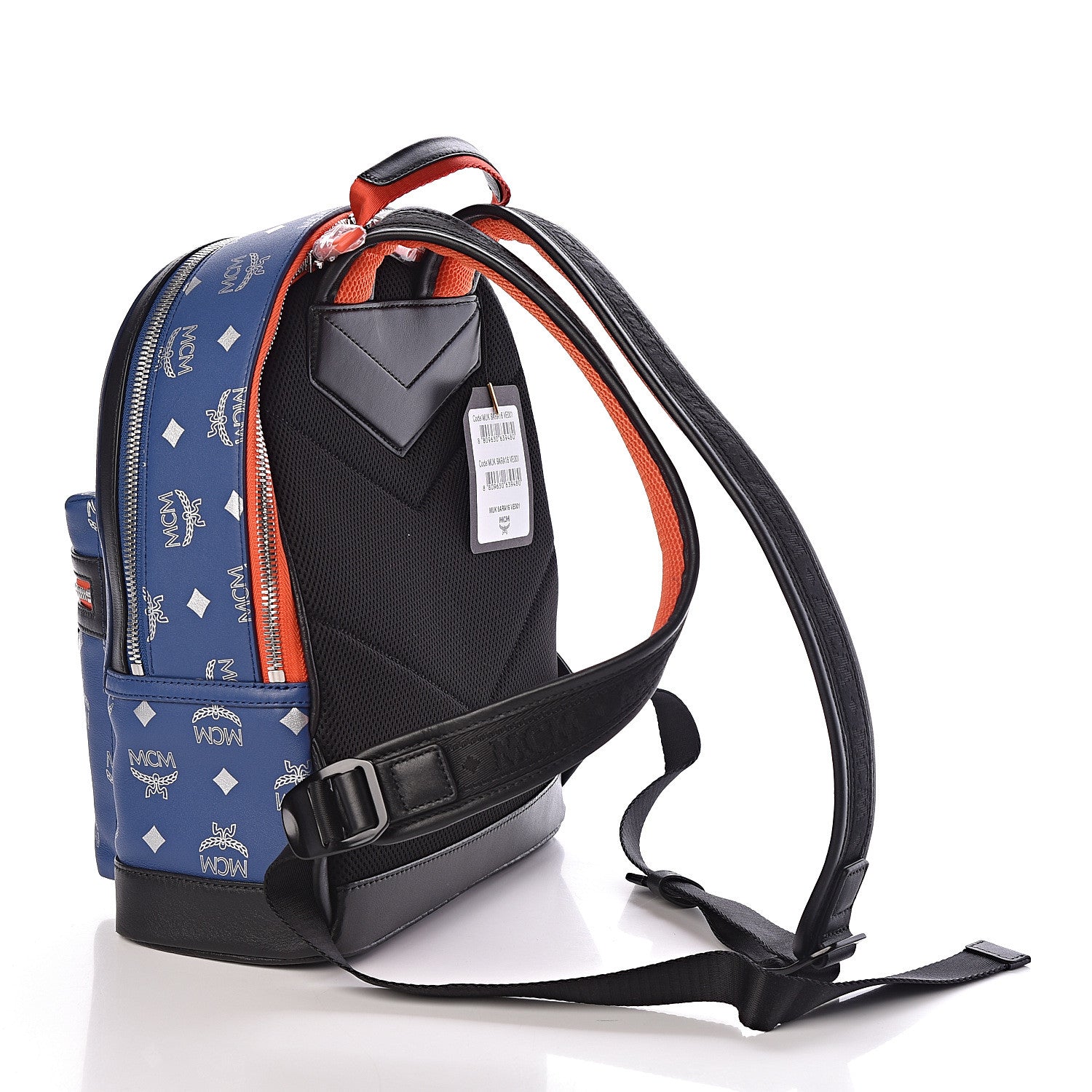MCM Visetos Reflective Nylon Small Resnick Backpack Blue 3 of 8