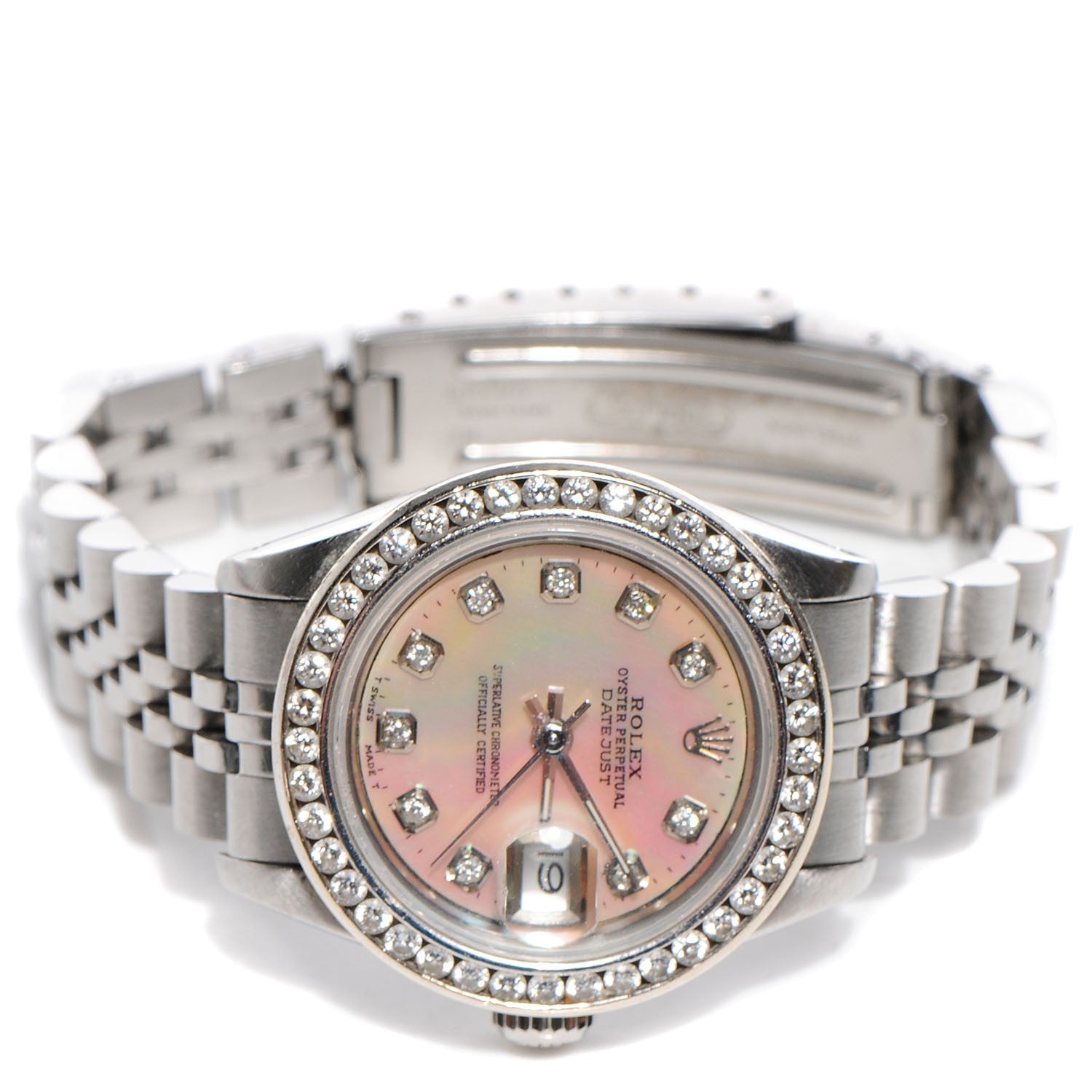 Rolex Stainless Steel Diamond Mother of Pearl 26mm Oyster Perpetual DateJust Watch 4 of 11