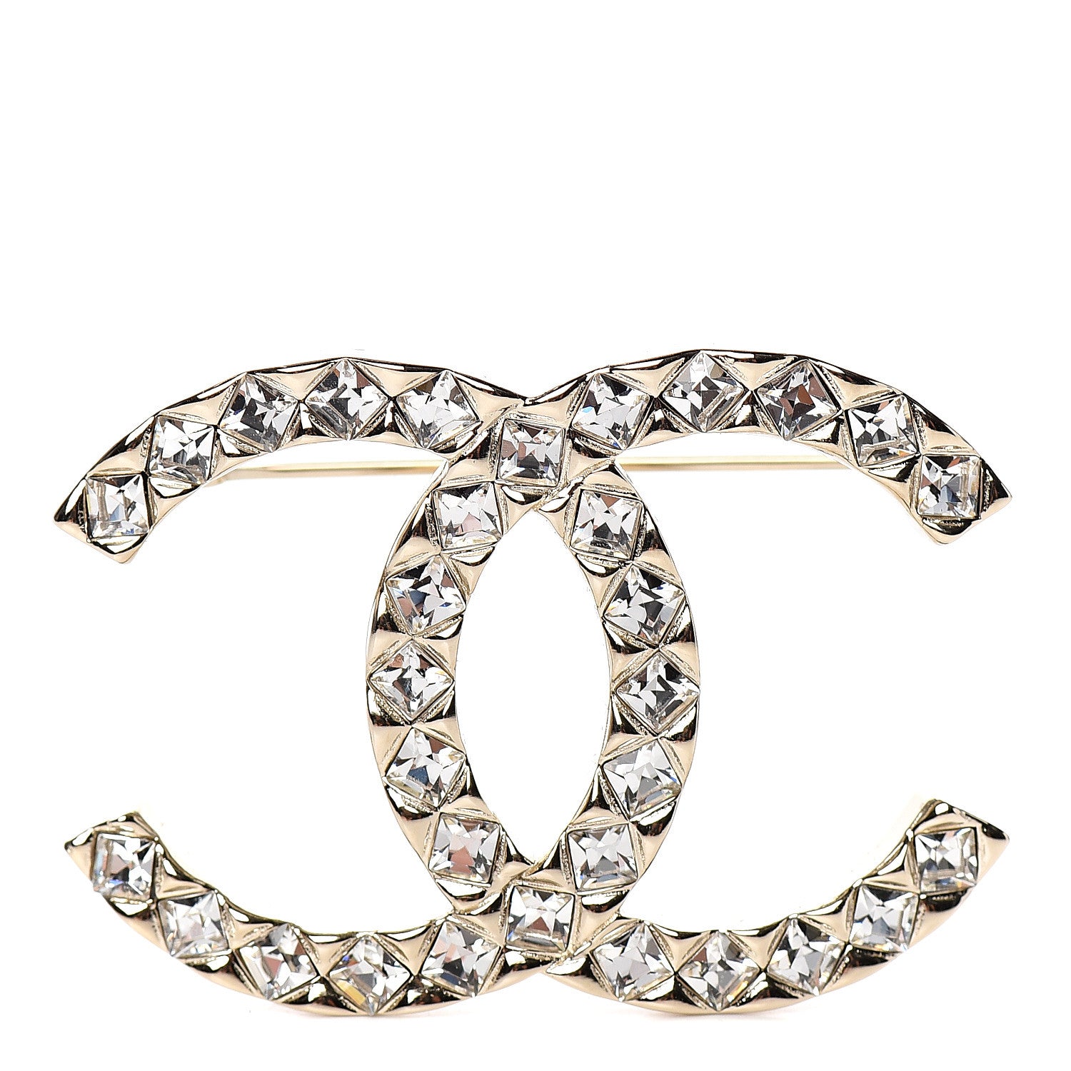 Chanel Baguette Crystal High Society CC Earrings Gold 1 of 4