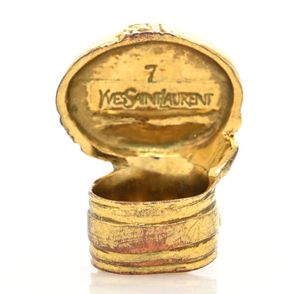 Saint Laurent Glass Cabochon Arty Ovale Ring 7 Gold Coral 3 of 4
