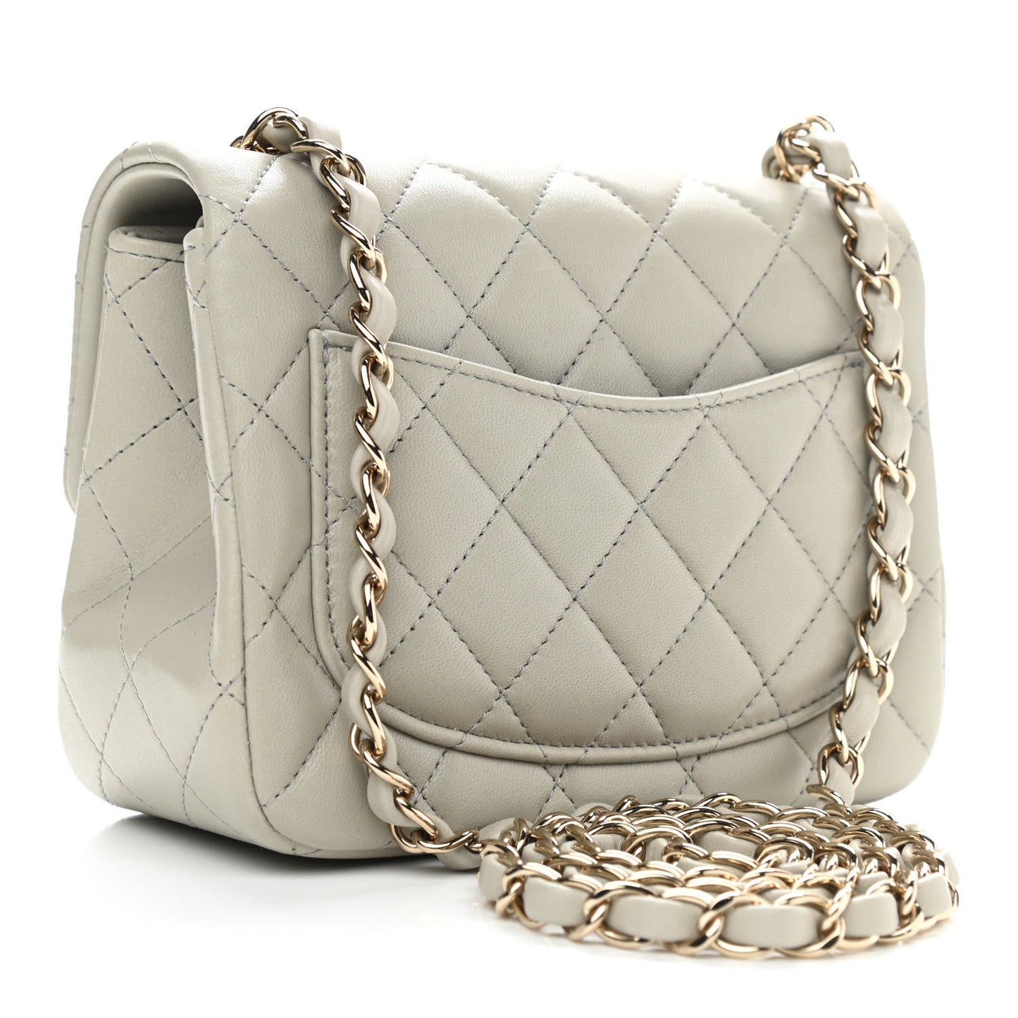 Lambskin Quilted Mini Square Flap Grey