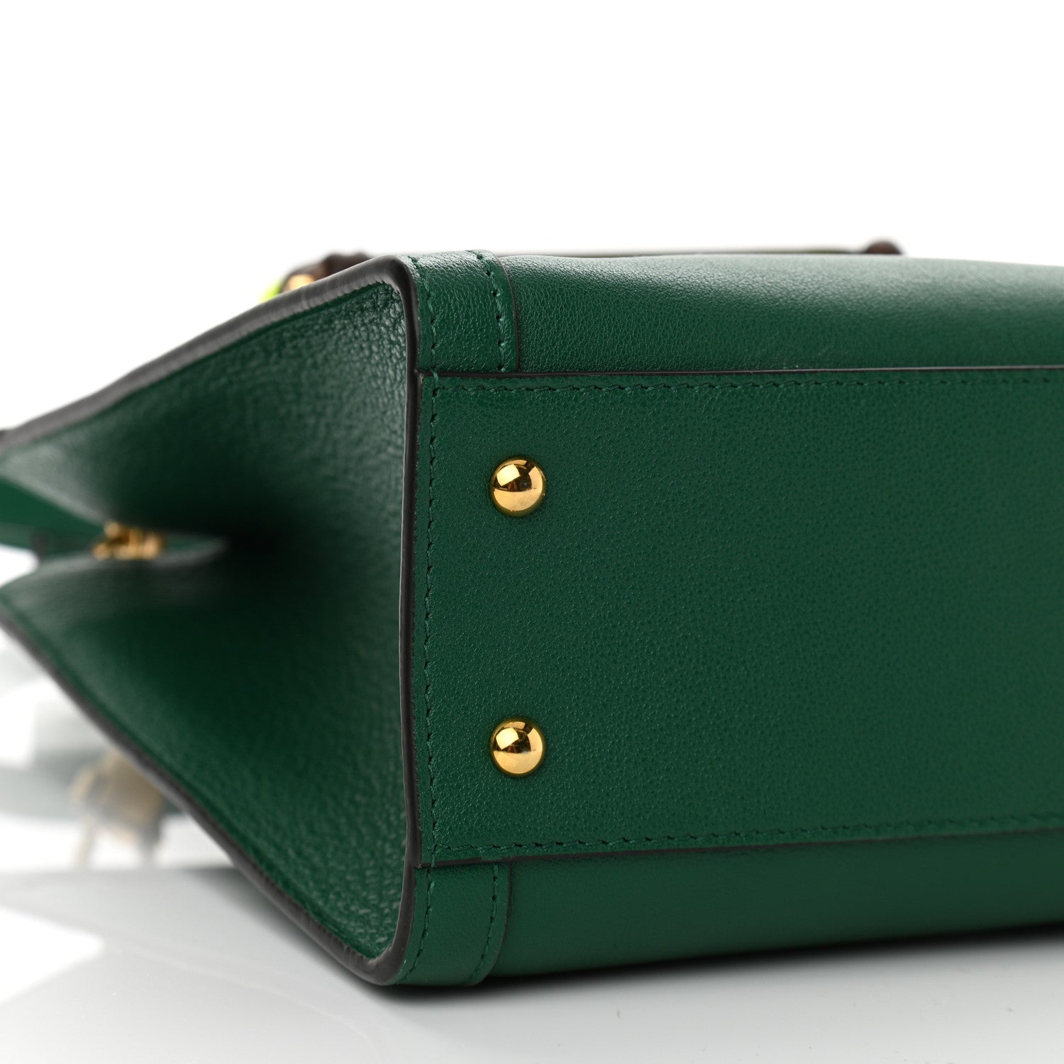 Gucci Wonka Grain Calfskin Small Diana Tote Bag Green Yellow Fluo 9 of 11