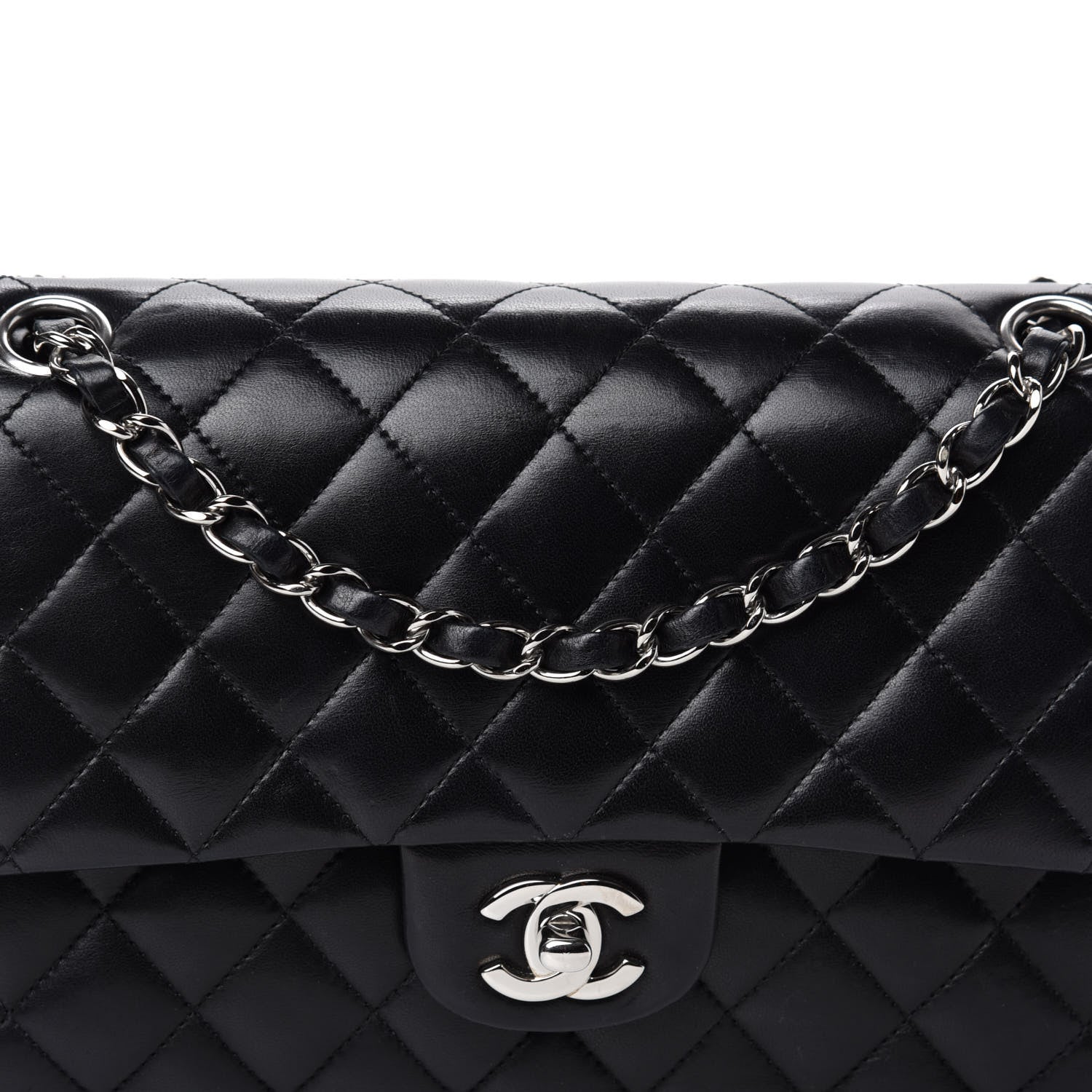 Chanel Lambskin Quilted Medium Double Flap Black 13 of 13