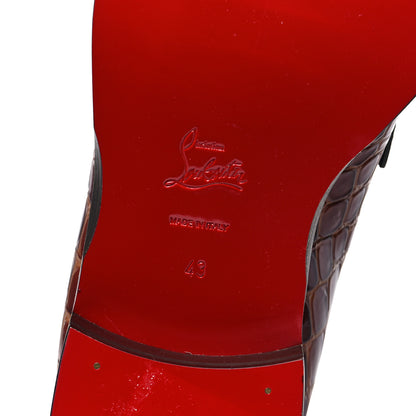 Christian Louboutin Croc Calfskin Embossed Chambelimoc Loafers 43 Acajou 7 of 9