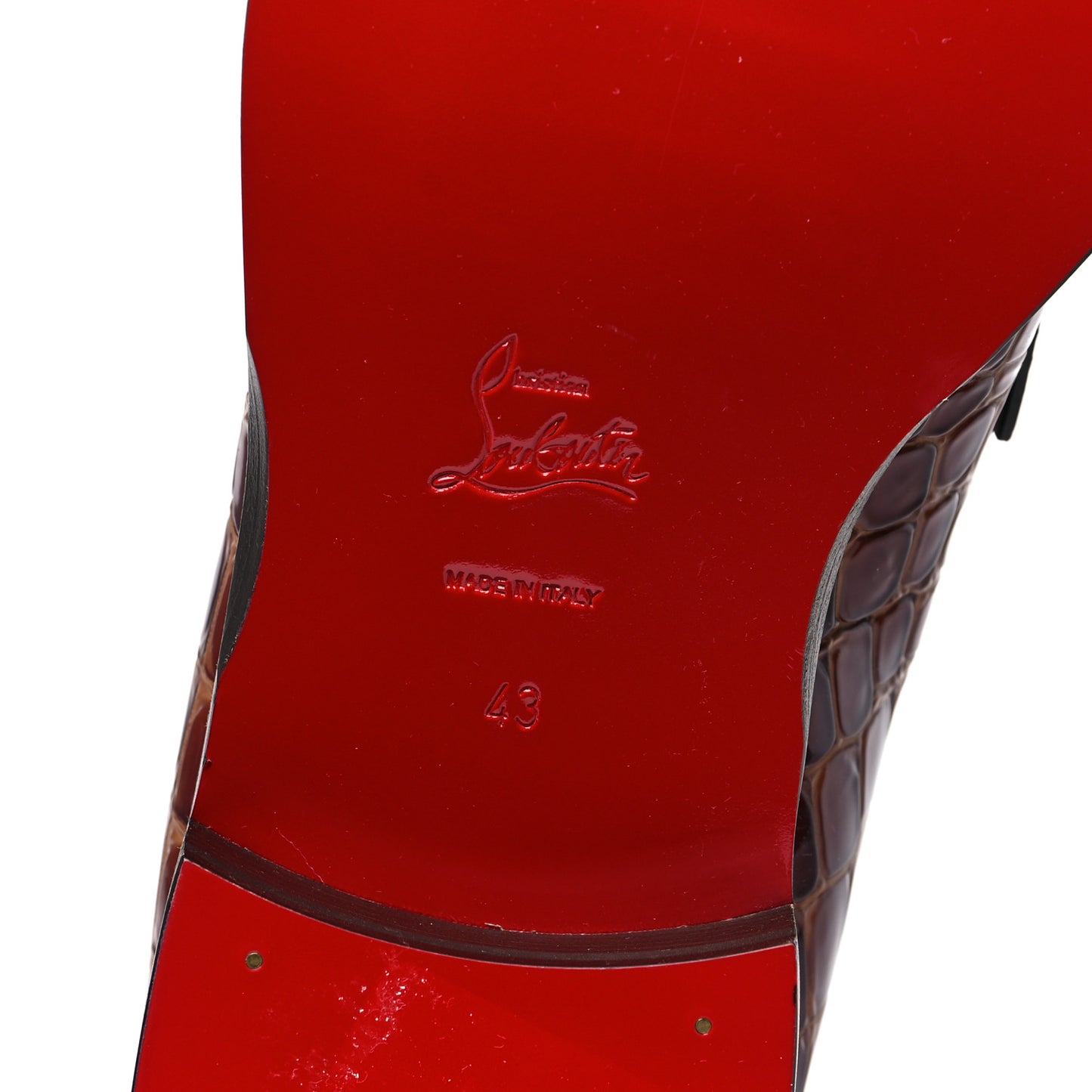 Croc Calfskin Embossed Chambelimoc Loafers 43 Acajou