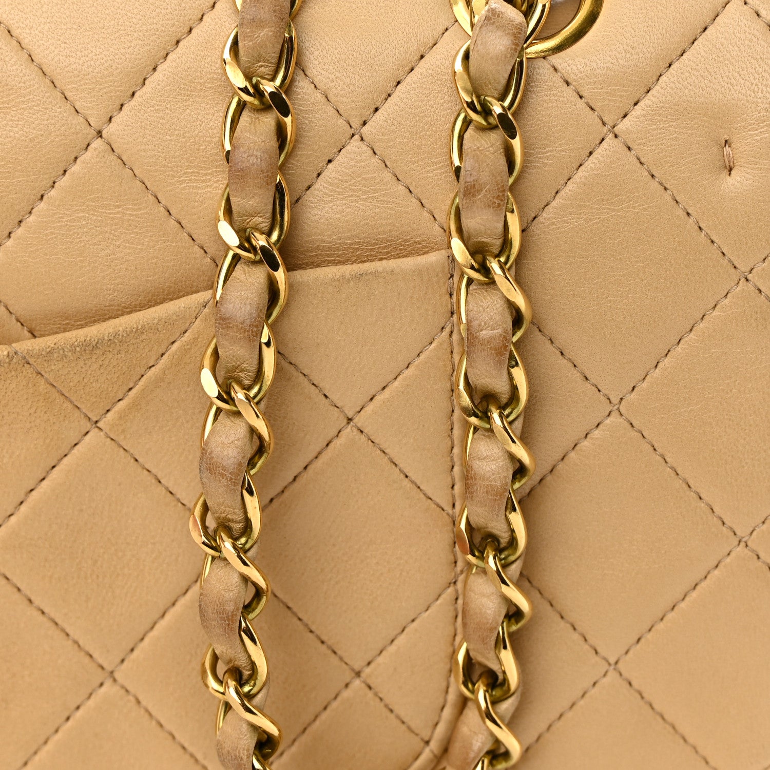 Chanel Lambskin Quilted Medium Double Flap Beige 26 of 26
