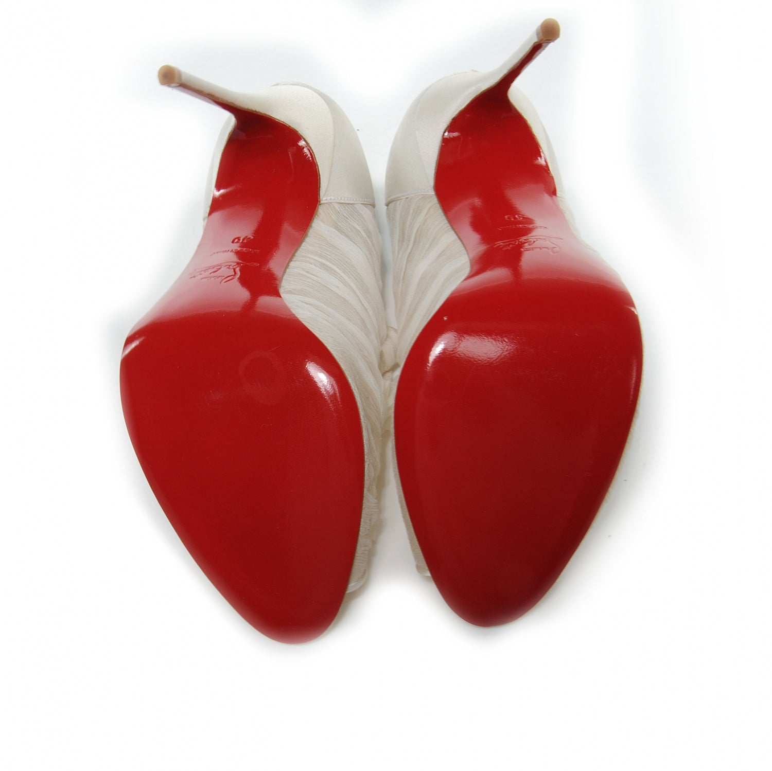 Christian Louboutin Silk Canonita 100 MM Booties 40 White 4 of 5