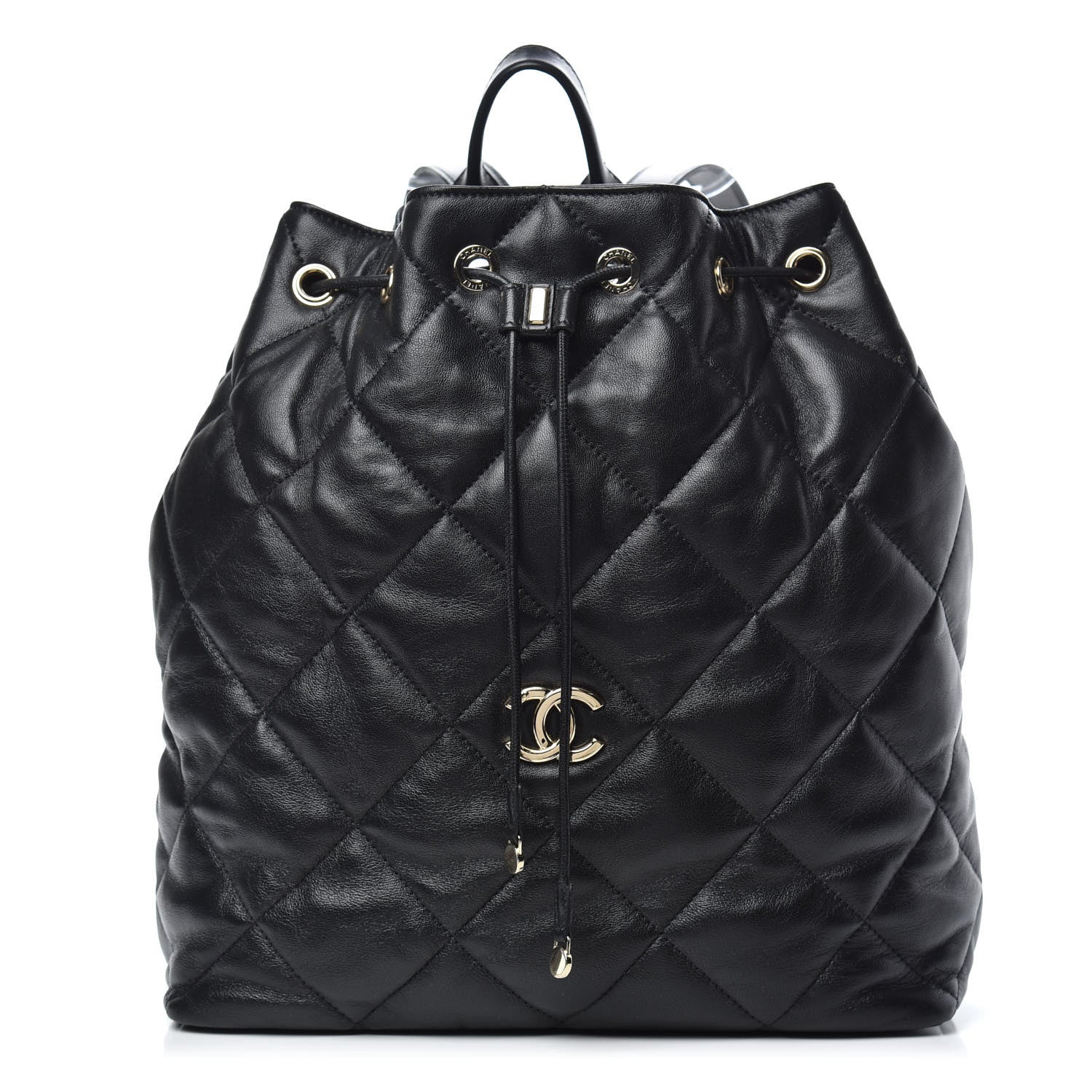 Chanel Lambskin Quilted Drawstring Backpack Black 1 of 10