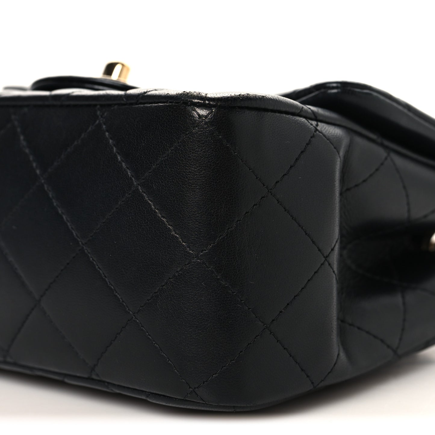 Lambskin Quilted Mini Square Flap Black