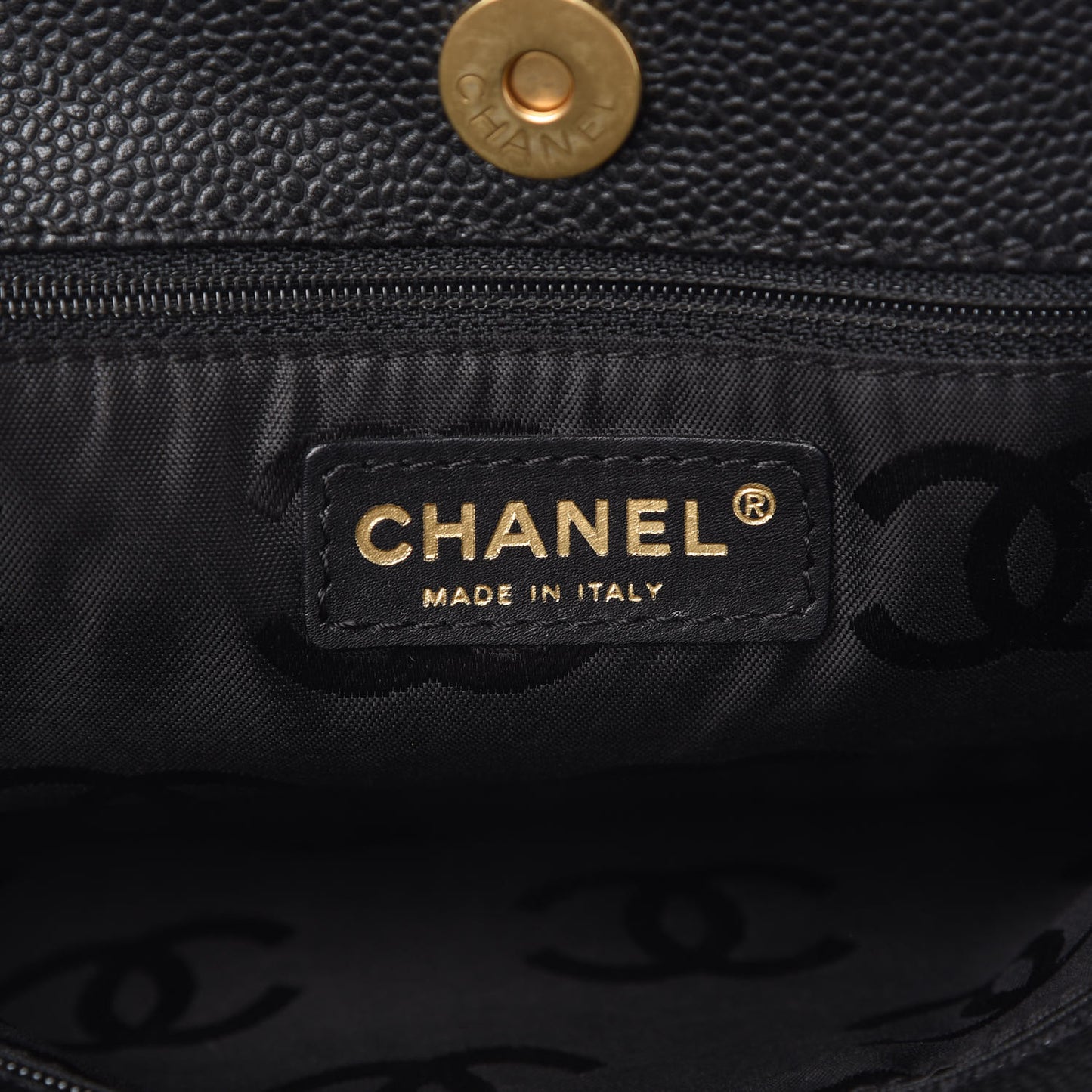 Caviar CC Stitched Small Tote Black