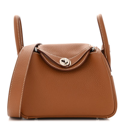 Hermes Taurillon Clemence Mini Lindy 20 Gold 1 of 11