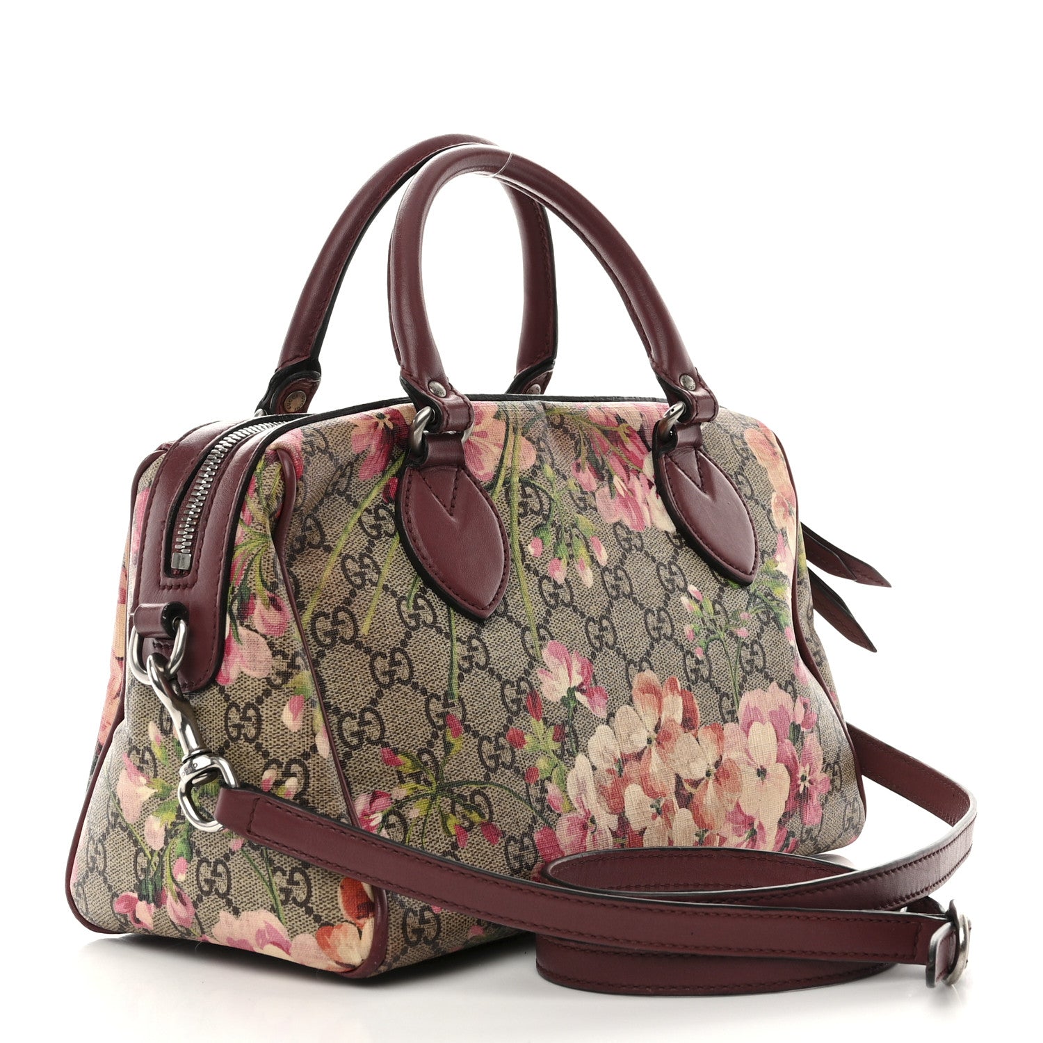 Gucci GG Supreme Monogram Blooms Small Boston Beige Multicolor Dry Rose 2 of 19