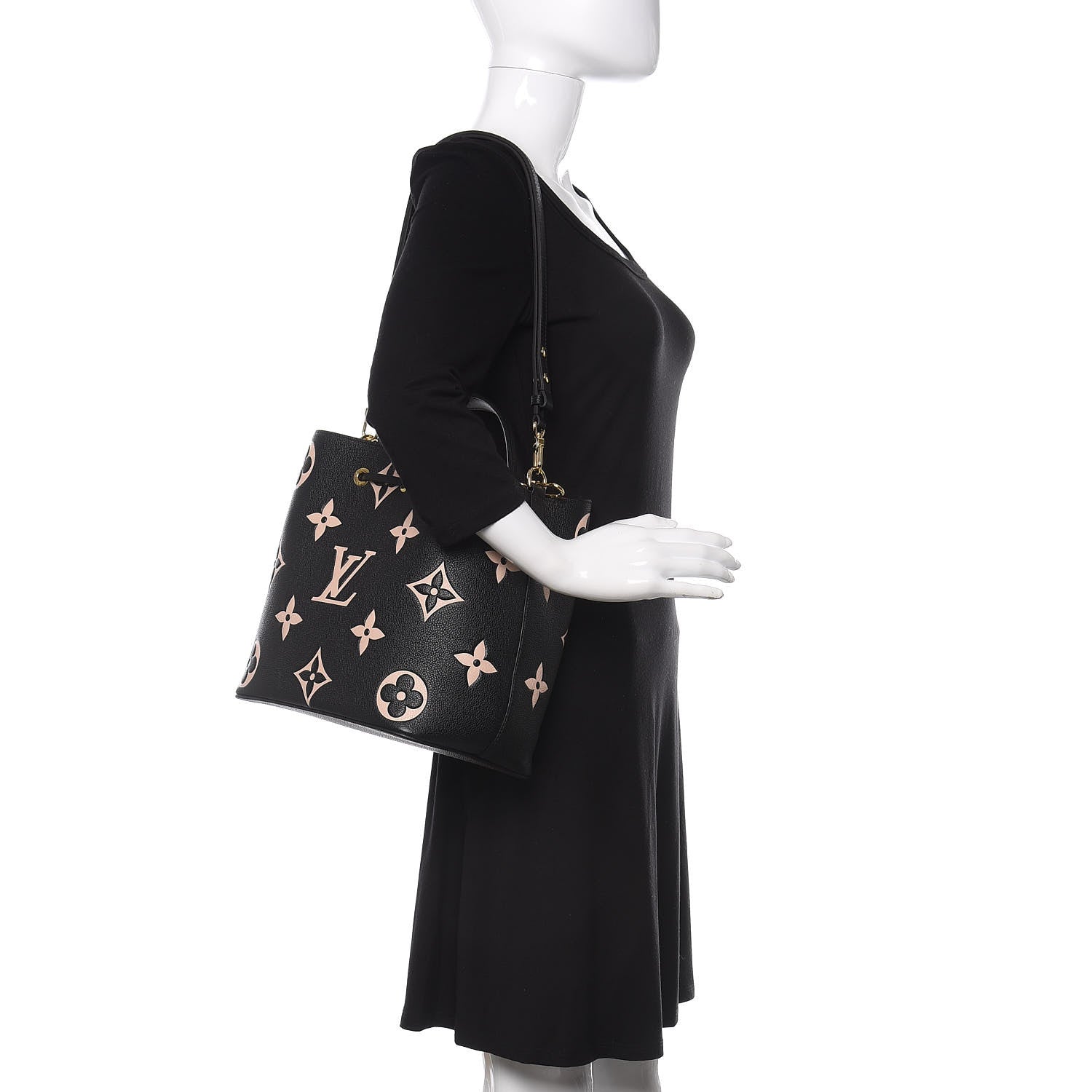 Louis Vuitton Empreinte Monogram Giant Neonoe MM Black Beige 2 of 9