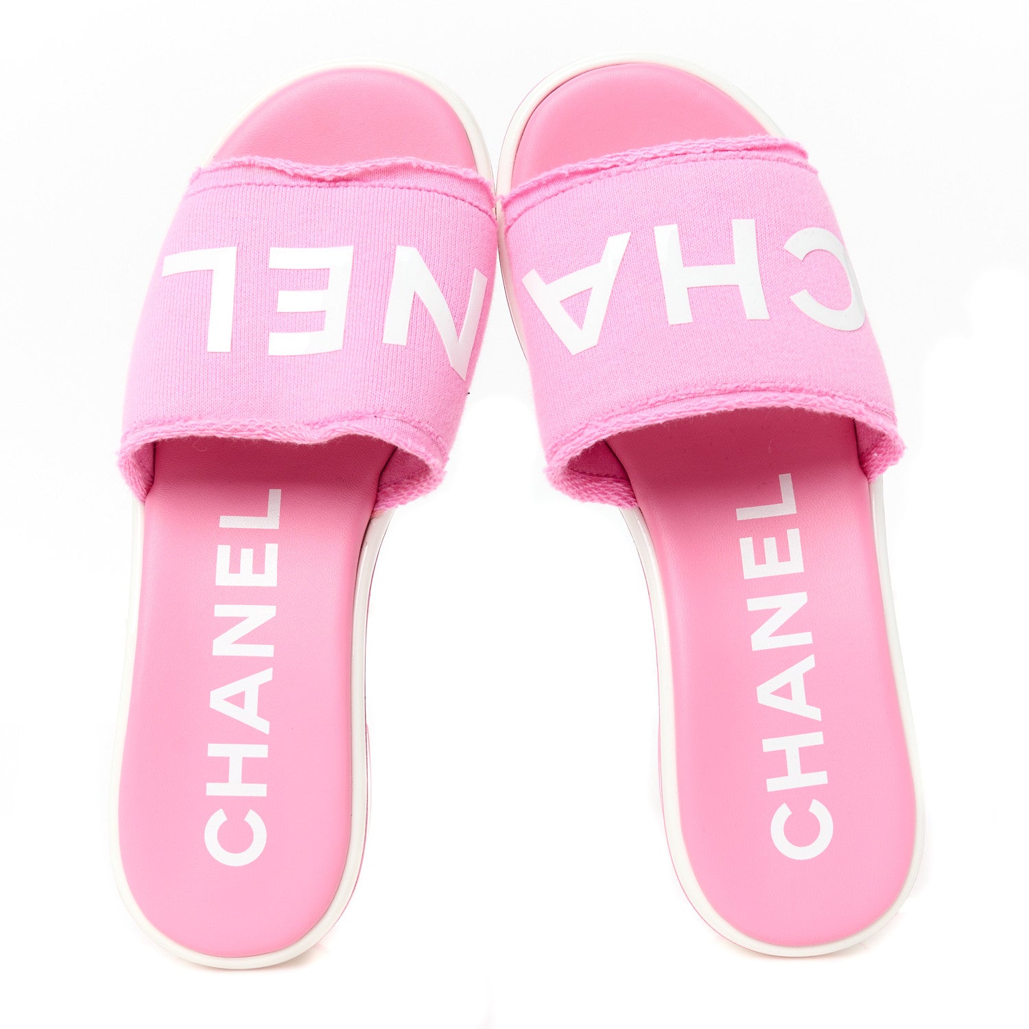 Chanel Cotton Logo Mule Sandals 36.5 Pink White 5 of 8